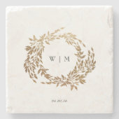 Klassisches Monogram Wappen-Hochzeit Steinuntersetzer (Vorderseite)