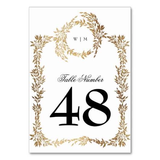 Klassisches Monogram Wappen-Hochzeit Tischnummer (Rückseite)