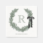 Klassisches Monogram-Wappen-Papier Napkins Serviette (Vorderseite)