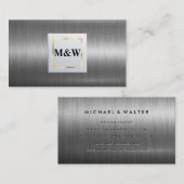 Klassisches Monogramm | Aluminium aus Silber Visitenkarte (Vorne/Hinten)