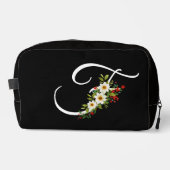 Klassisches Monogramm Anfangsbuchstabe rote Blume Waschbeutel (Vorderseite)