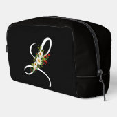 Klassisches Monogramm Anfangsbuchstabe rote Blume  Waschbeutel (Rechte Ecke)