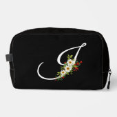 Klassisches Monogramm Anfangsbuchstabe rote Blume Waschbeutel (Vorderseite)