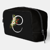 Klassisches Monogramm Anfangsbuchstabe rote Blume  Waschbeutel (Rechte Ecke)