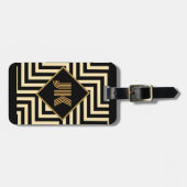 Klassisches Monogramm aus schwarzem Gold personali Gepäckanhänger (Vorderseite horizontal)