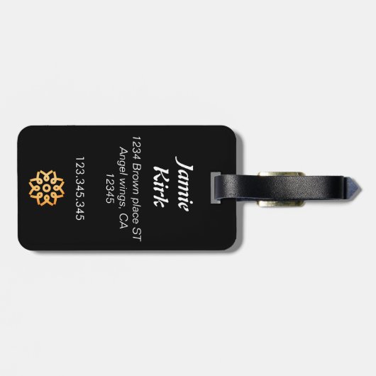 Klassisches Monogramm aus schwarzem Gold personali Gepäckanhänger (Rückseite horizontal)