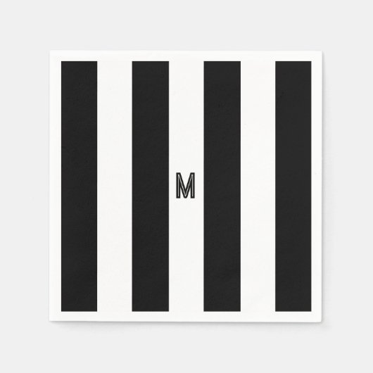 Klassisches Monogramm aus schwarzem und weißem Cab Serviette (Vorderseite)