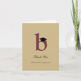 Klassisches Monogramm B Abschlussmütze Foto Modern Dankeskarte