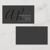 Klassisches Monogramm Benutzerdefiniert Grau Schwa Visitenkarte (Vorne/Hinten)