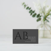 Klassisches Monogramm Benutzerdefiniert Grau Schwa Visitenkarte (Stehend Vorderseite)