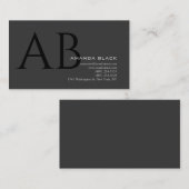 Klassisches Monogramm Benutzerdefiniert Grau Schwa Visitenkarte (Vorne/Hinten)
