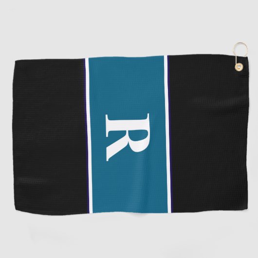 Klassisches Monogramm Blockfarbengeschenk für Golf Golfhandtuch (Horizontal)