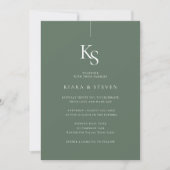 Klassisches Monogramm | Dark Lime Green Wedding Einladung (Vorderseite)