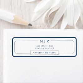 Klassisches Monogramm Dunkelblaue Umrandung Adress