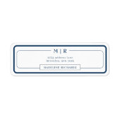Klassisches Monogramm Dunkelblaue Umrandung Adress (Vorne)