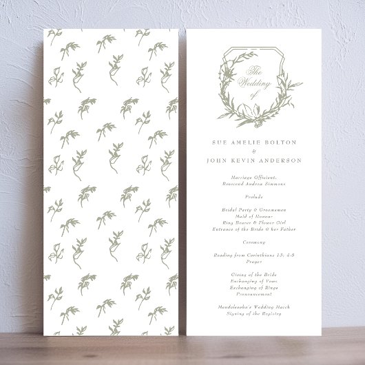 klassisches monogramm dunkelgrünes Hochzeitswappen Programm