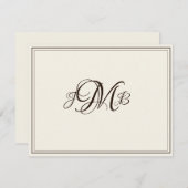 Klassisches Monogramm Ecru & Sepia-Geblüht Skript Dankeskarte (Vorne/Hinten)