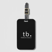 Klassisches Monogramm Elegant Minimal Schwarz und Gepäckanhänger (Vorderseite Vertikal)