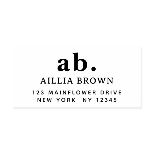 Klassisches Monogramm | Elegante minimale Rücksend Permastempel (Design)