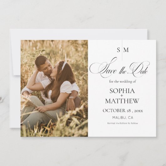 Klassisches Monogramm Elegantes Foto Hochzeit Save The Date (Vorderseite)