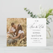 Klassisches Monogramm Elegantes Foto Hochzeit Save The Date (Stehend Vorderseite)