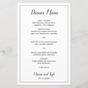Klassisches Monogramm Elegantes Hochzeitsmenü