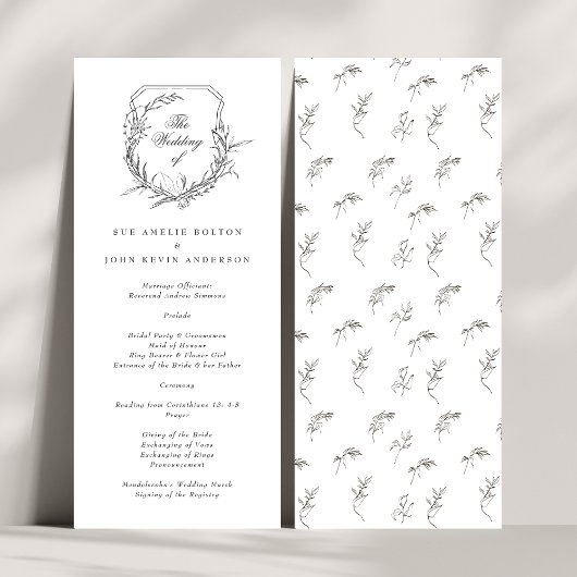 klassisches monogramm elegantes Hochzeitswappen Programm