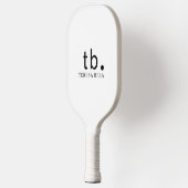 Klassisches Monogramm | Elegantes Minimal Schwarz  Pickleball Schläger (Links)