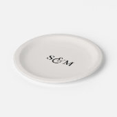 Klassisches Monogramm Et-Zeichen Elfenbein-Hochzei Pappteller (Schrägansicht)