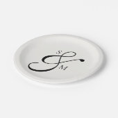 Klassisches Monogramm-Et-Zeichen Hochzeit Weiß Pappteller (Schrägansicht)