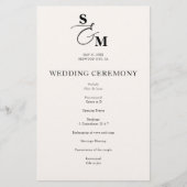 Klassisches Monogramm-Et-Zeichen-Hochzeitsprogramm (Vorderseite)