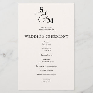 Klassisches Monogramm-Et-Zeichen-Hochzeitsprogramm