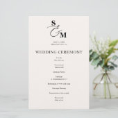 Klassisches Monogramm-Et-Zeichen-Hochzeitsprogramm (Stehend Vorderseite)