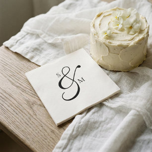 Klassisches Monogramm-Et-Zeichen Weiße Hochzeit Serviette