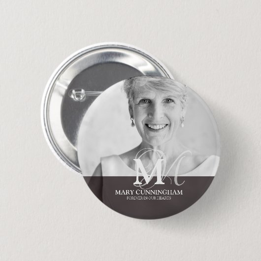 Klassisches Monogramm-Foto Button (Vorne & Hinten)