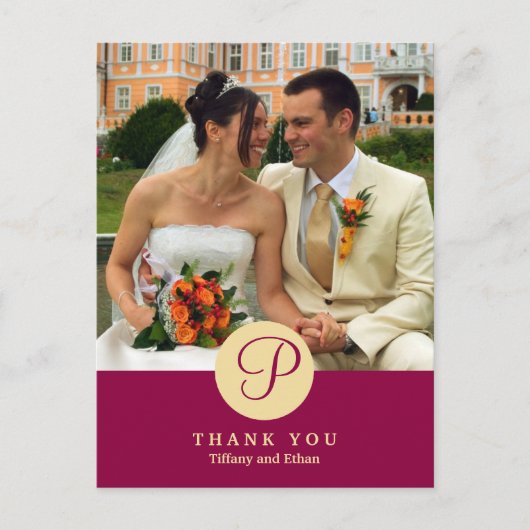 Klassisches Monogramm-Foto in der Roten Mitte Postkarte (Vorderseite)