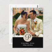 Klassisches Monogramm-Foto in der Schwarzen Mitte Postkarte (Vorne/Hinten)