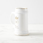 Klassisches Monogramm-Geschenk für den Trauzeugen Bierglas (Vorderseite Links)