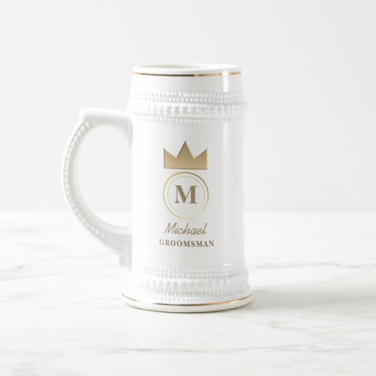 Klassisches Monogramm-Geschenk für den Trauzeugen Bierglas (Links)