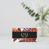 Klassisches Monogramm | Goldblätter | Blumenmuster Visitenkarte (Stehend Vorderseite)