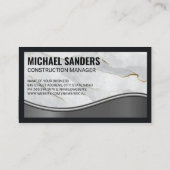 Klassisches Monogramm | Goldweißer Marmor | Metall Visitenkarte (Rückseite)