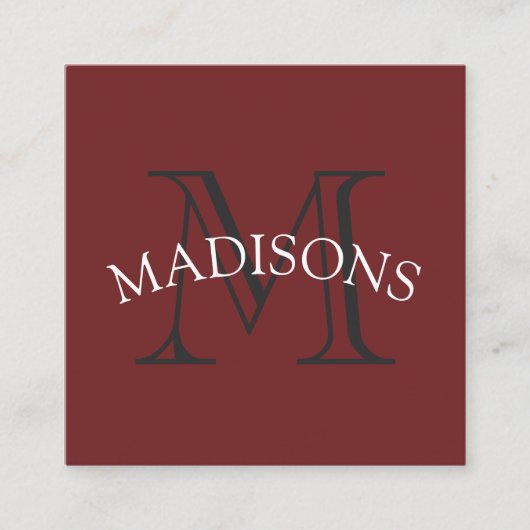 Klassisches Monogramm, grau, mit Arc Text Quadratische Visitenkarte (Vorderseite)