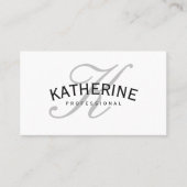 Klassisches Monogramm Grau mit Bogentext Visitenkarte (Vorderseite)