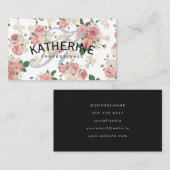 Klassisches Monogramm, grau, Vintag florales Muste Visitenkarte (Vorne/Hinten)
