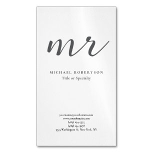Klassisches Monogramm Grau Weiß Minimalistisch Sch Magnetische Visitenkarte