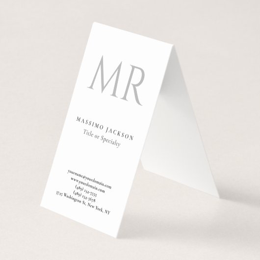 Klassisches Monogramm Grau Weiß Minimalistisch Sch Visitenkarten (Vorderseite)