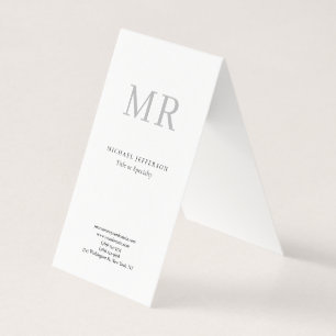 Klassisches Monogramm Grau Weiß Minimalistisch Sch Visitenkarten