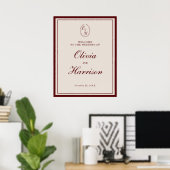 Klassisches Monogramm-Hochzeits-Willkommensschild Poster (Heimbüro)