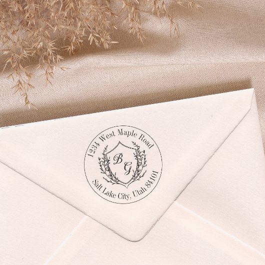 Klassisches Monogramm-Hochzeitswappen Gummistempel