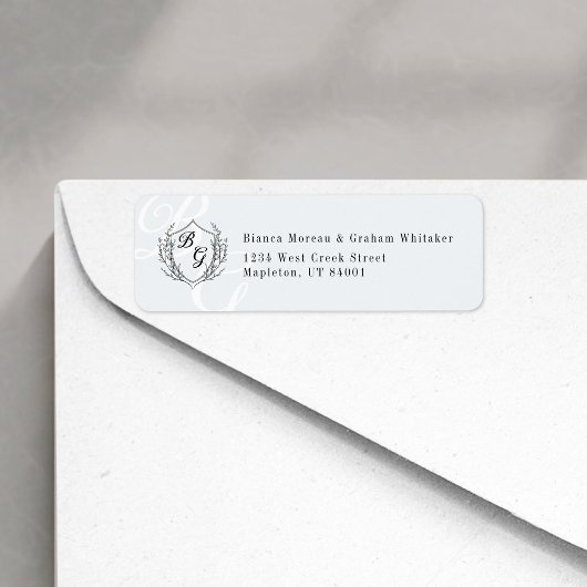 Klassisches Monogramm-Hochzeitswappen-Rücksendeadr